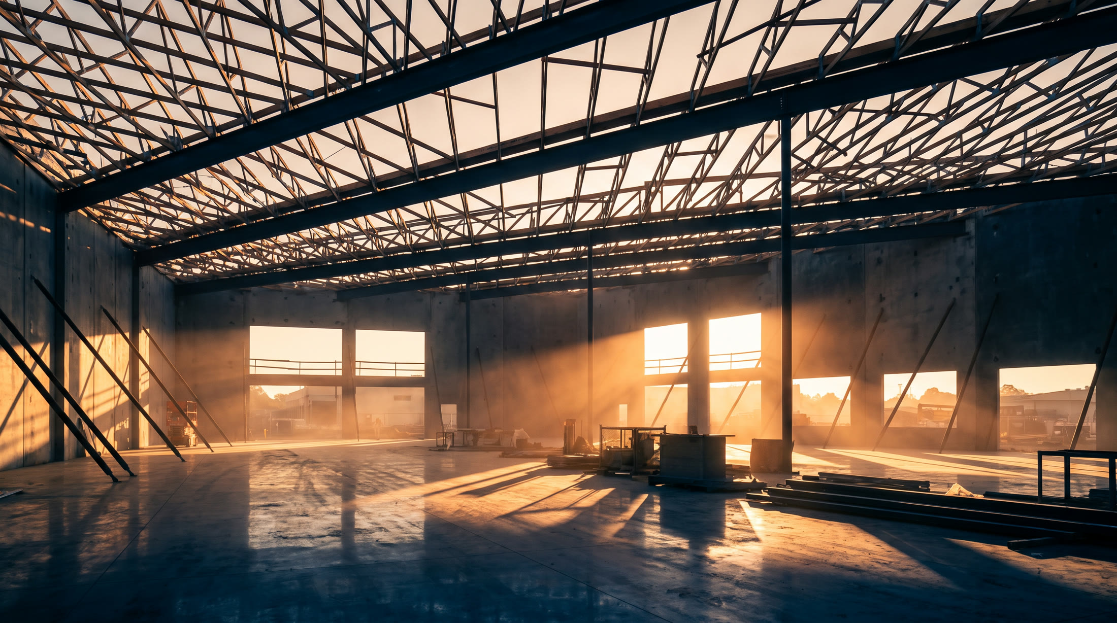 Inside a completed commercial shell